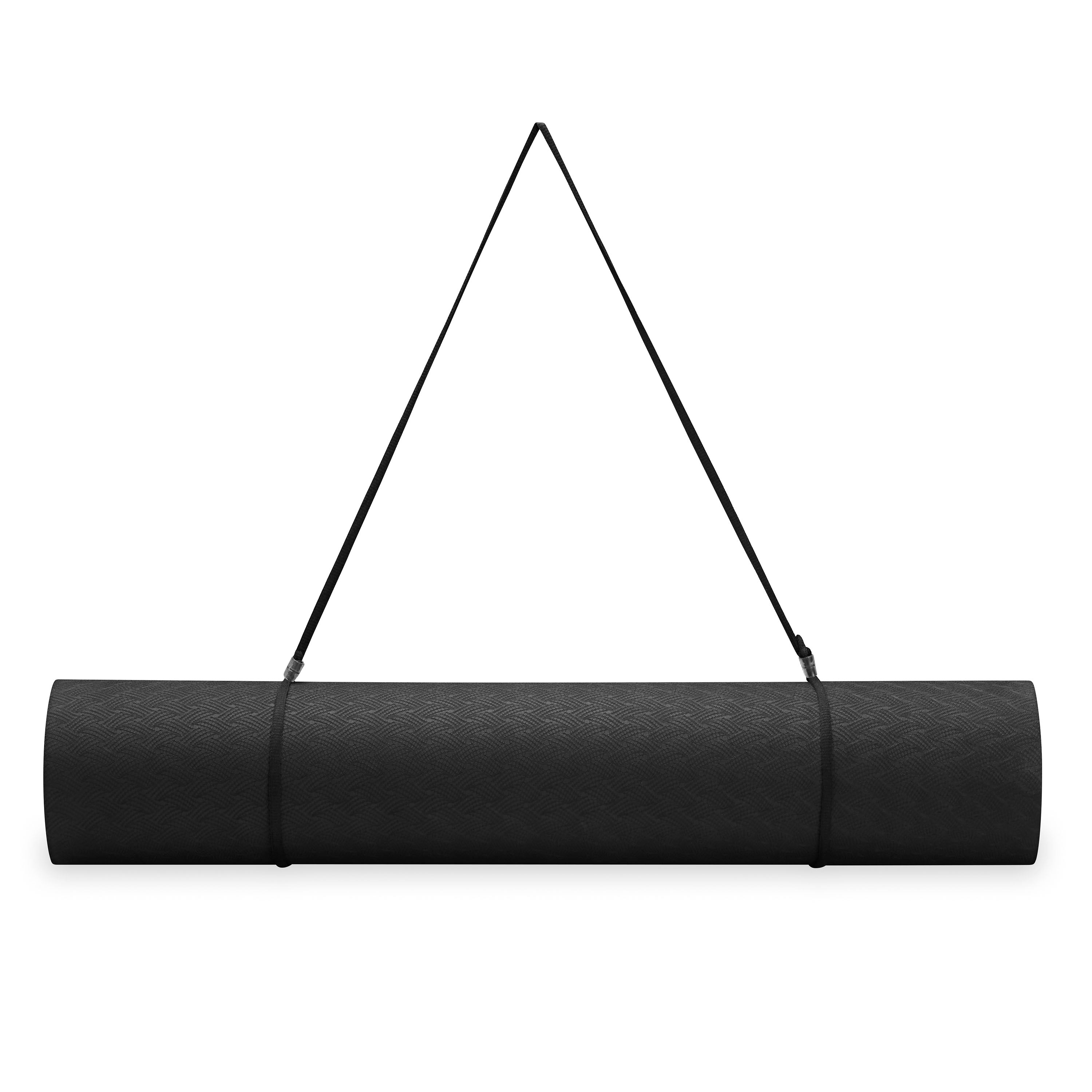 Gaiam Performance TPE Yoga Mat rolled up with sling